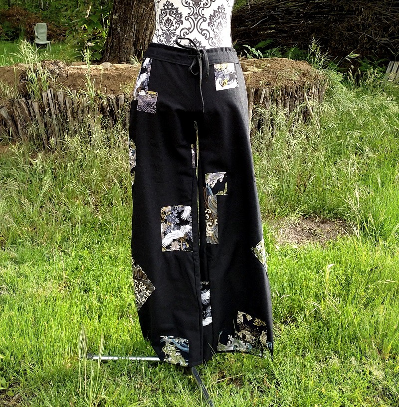 Pantalon patchwork japonais noir